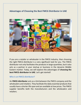 Advantages of Choosing the Best FMCG Distributor in UAE