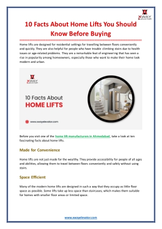 10 Facts About Home Lifts You Should Know Before Buying
