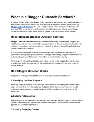 What Is A Blogger Outreach Services_