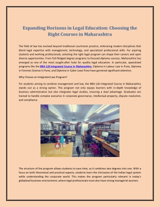 Expanding Horizons in Legal Education: Choosing the Right Courses in Maharashtra