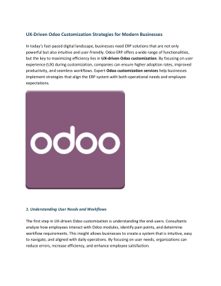 UX-Driven Odoo Customization Strategies for Modern Businesses