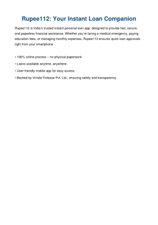 “How Rupee112 is Redefining Instant Personal Loans for India’s Digital Generatio