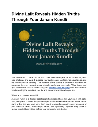 Divine Lalit Reveals Hidden Truths Through Your Janam Kundli