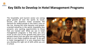 Key Skills to Develop in Hotel Management Programs
