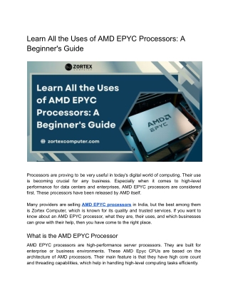 Learn All the Uses of AMD EPYC Processors_ A Beginner's Guide