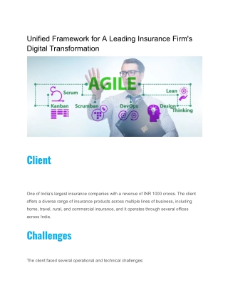 Unified Framework for A Leading Insurance Firm's Digital Transformation