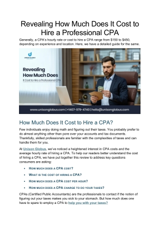 How Much Does It Cost to Hire a Professional CPA 2025