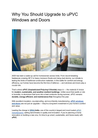 Why You Should Upgrade to uPVC Windows and Doors