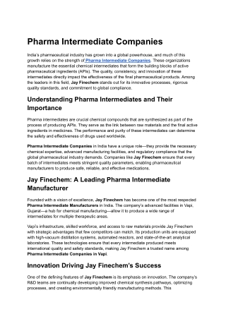 Pharma Intermediate Companies