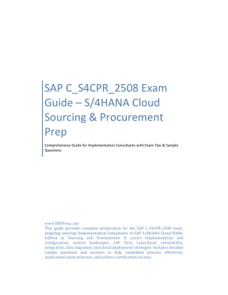 SAP C_S4CPR_2508 Exam Guide – S/4HANA Cloud Sourcing & Procurement Prep