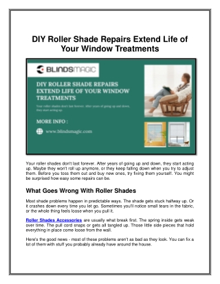 DIY Roller Shade Repairs Extend Life of Your Window Treatments