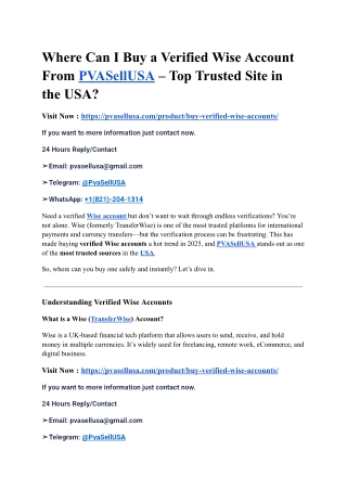 How To Buy, Verified Wise Account | PDF