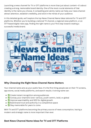 Top News Channel Name Ideas for TV and OTT Platforms