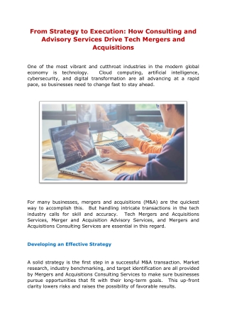 From Strategy to Execution How Consulting and Advisory Services Drive Tech Mergers and Acquisitions