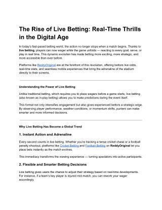 Real-Time Gambling: The Next Era of Mobile Betting