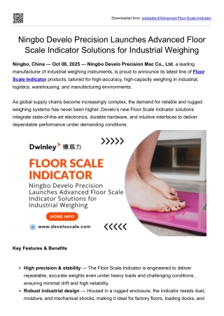 Ningbo Develo Precision Launches Advanced Floor Scale Indicator Solutions for Industrial Weighing
