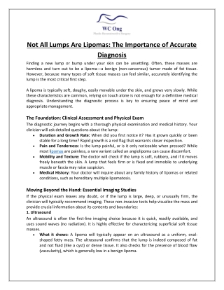 Not All Lumps Are Lipomas The Importance of Accurate Diagnosis