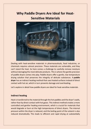 Why Paddle Dryers Are Ideal for Heat-Sensitive Materials
