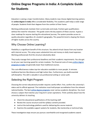 Online Degree Programs in India A Complete Guide for Students