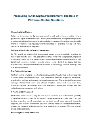 Measuring ROI in Digital Procurement The Role of Platform-Centric Solutions