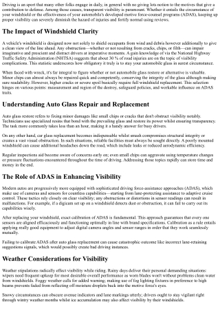 Why Clear Visibility is Critical for Safe Driving