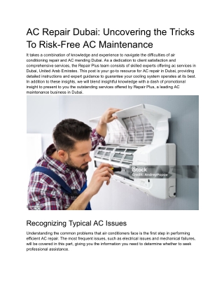 AC Repair Dubai_ Uncovering the Tricks To Risk-Free AC Maintenance