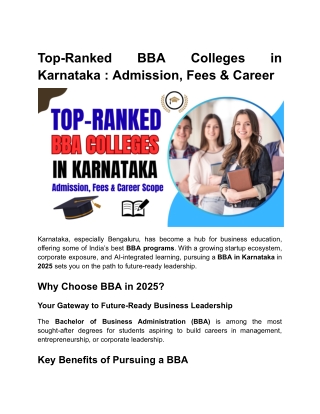 Top-Ranked BBA Colleges in Karnataka _ Admission, Fees & Career