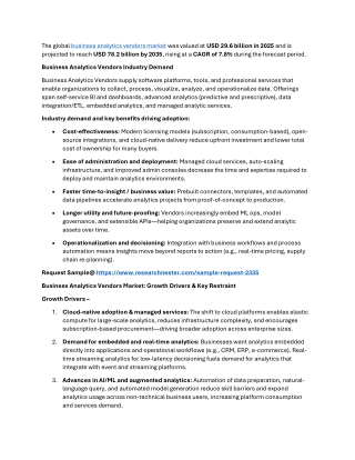 Business Analytics Vendors Market Analysis 2025-2037: Trends, Regional Analysis