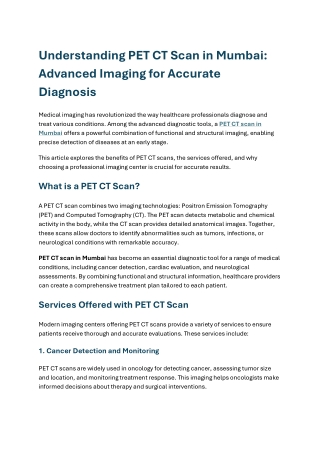 Understanding PET CT Scan in Mumbai Advanced Imaging
