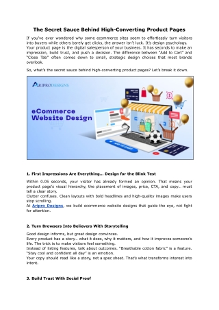 Ecommerce Website Design Services | Aripro Designs
