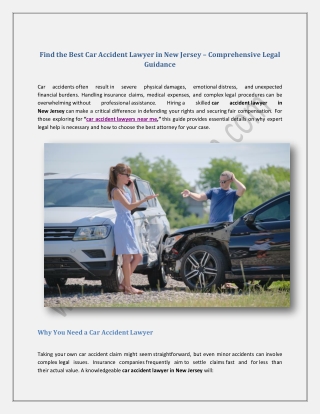 Find the Best Car Accident Lawyer in New Jersey – Comprehensive Legal Guidance