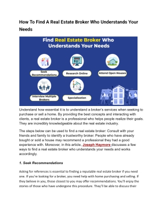 The Ultimate Guide to Finding Your Ideal Real Estate Broker