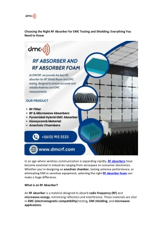 Choosing the Right RF Absorber for EMC Testing and