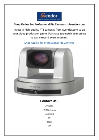Shop Online For Professional Ptz Cameras | Avendor.com