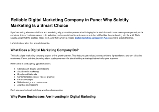 Reliable Digital Marketing Company in Pune Why Saletify Marketing Is a Smart Choice