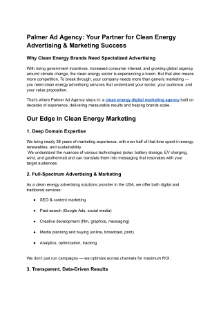 Palmer Ad Agency_ Your Partner for Clean Energy Advertising & Marketing Success
