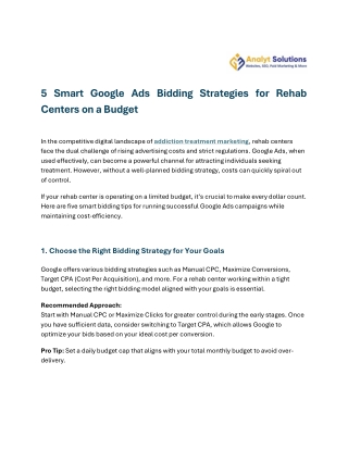 5 Smart Google Ads Bidding Strategies for Rehab