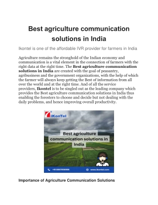 Best agriculture communication solutions in India