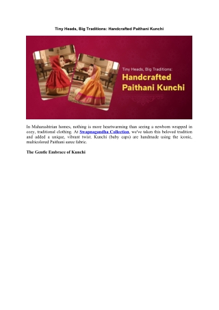 Tiny Heads, Big Traditions Handcrafted Paithani Kunchi