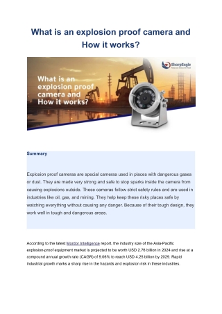 What is an explosion proof camera and How it works?
