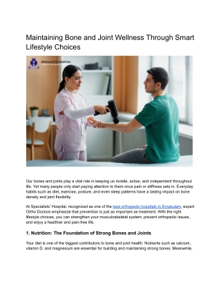 Maintaining Bone and Joint Wellness Through Smart Lifestyle Choices