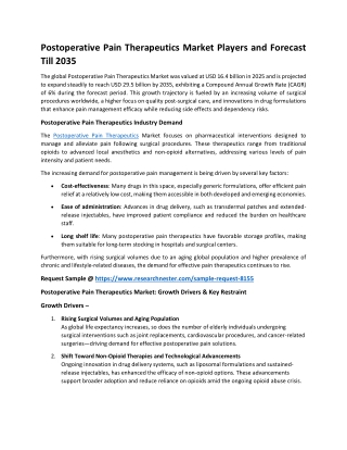Postoperative Pain Therapeutics Market Share: Key Trends
