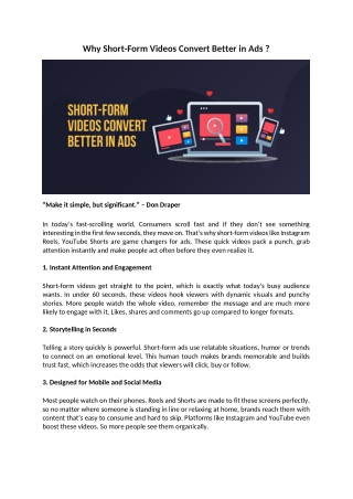 Why Short-Form Videos Convert Better in Ads