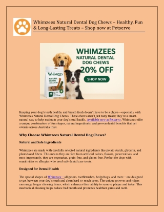 Whimzees Natural Dental Dog Chews – Healthy, Fun & Long-Lasting Treats – Shop now at Petservo
