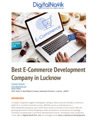 Best E-Commerce Development Company in Lucknow