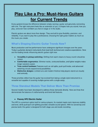 Electric Guitars: Power, Style, and Versatility in Every Note