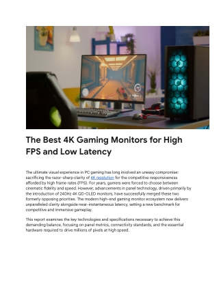 The Best 4K Gaming Monitors for High FPS and Low Latency