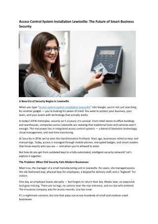 Access Control System Installation Lewisville  The Future of Smart Business Security