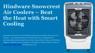 Hindware Snowcrest Air Coolers – Beat the Heat with Smart Cooling