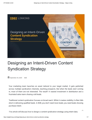 Designing an Intent-Driven Content Syndication Strategy – Edge Linking